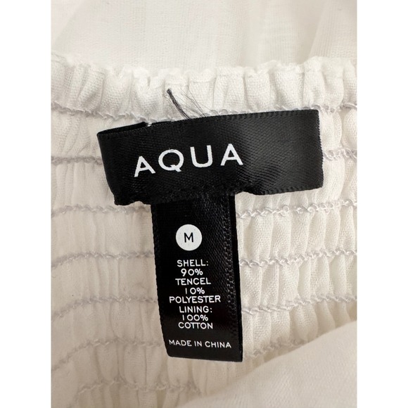 AQUA White Midi Dress‎ Ruched Bodice Sleeveless Party Cocktail Size M - Picture 8 of 9